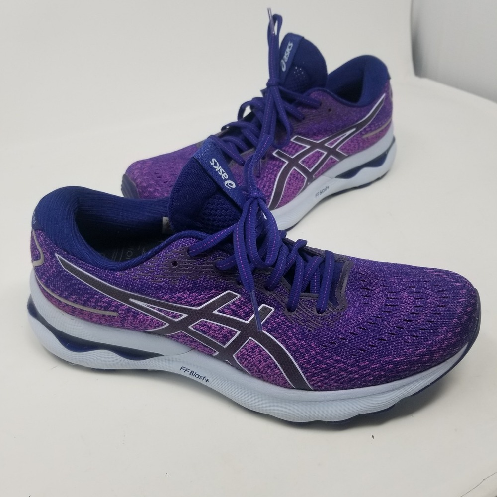 Asics Gel-Nimbus 24 Womens Size 10.5 Purple White Athletic Running Shoes Sneaker